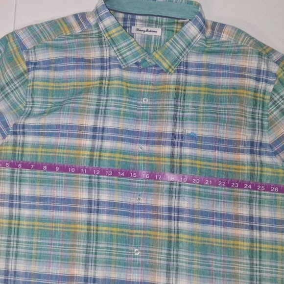 Tommy Bahama Shirt Mens XXXL Island Zone Linen Plaid Reverse Print Flip Cuff - Picture 9 of 10